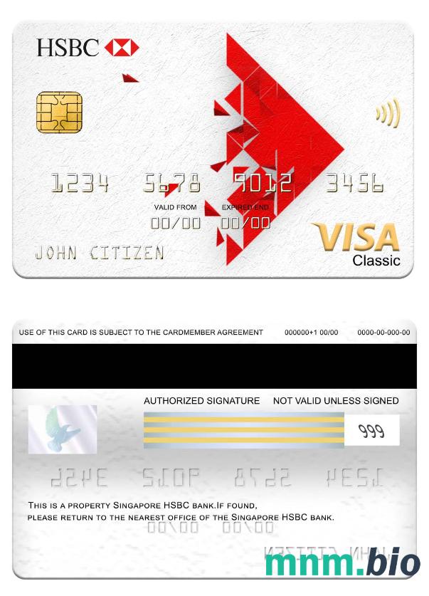 Singapore HSBC Bank visa klasyczny karta przykład w formacie PSD